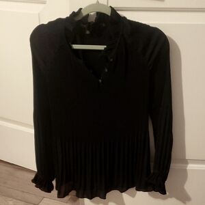 Navy Ruffled Women's Top